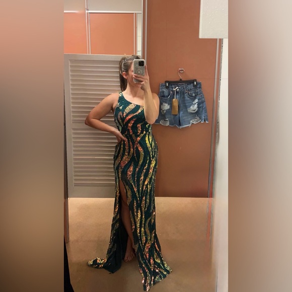 City Studio Dresses & Skirts - Green Sequin Maxi Dress